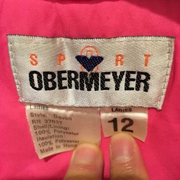 Vintage Obermeyer Sport Jacket Size Ladies 12 HOT NEON PINK - Picture 4 of 11